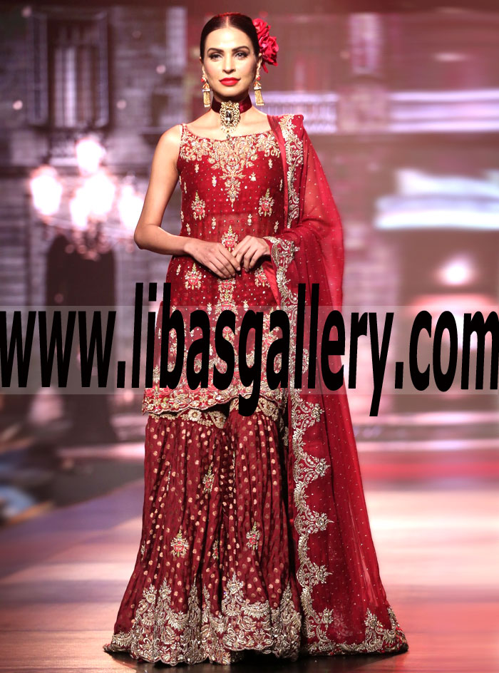 Sensational Wedding Gharara Dress with Exquisite Embellishments for Wedding and Special Occasions