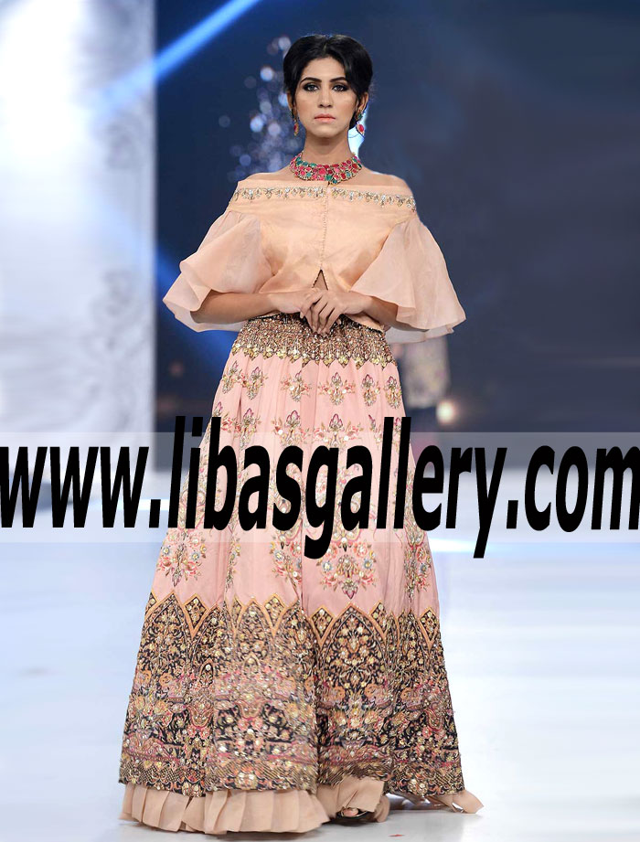 Sensational Pakistani Lehenga Dress with Marvelous and Attractive Embellishments for Wedding and Special Occasions