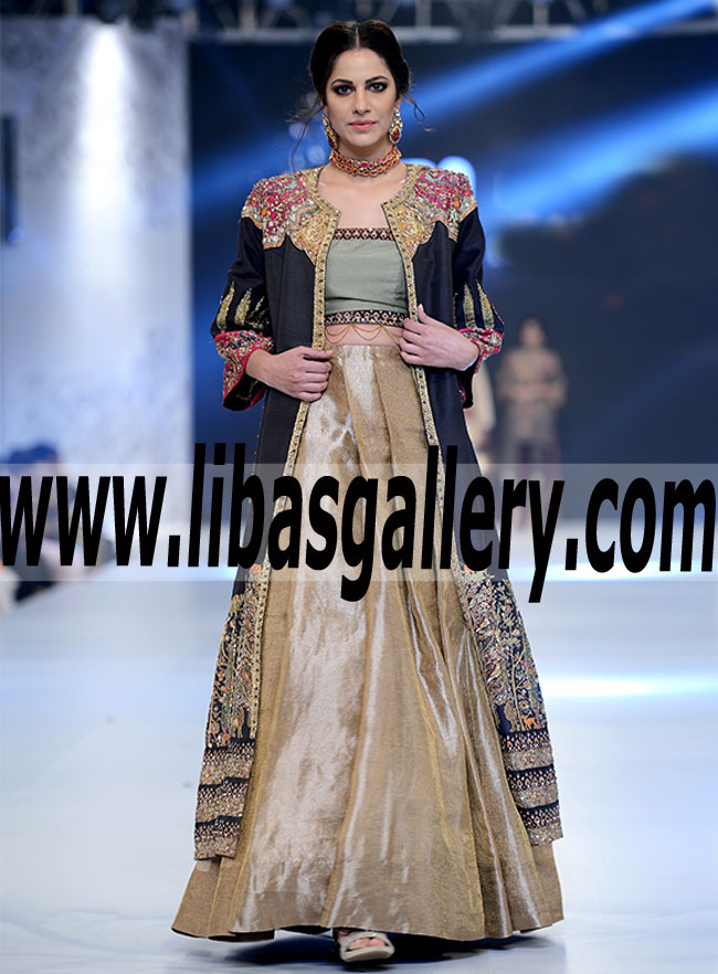 Marvelous Embellished Gown Dress with Lehenga for Special and Wedding Occasions