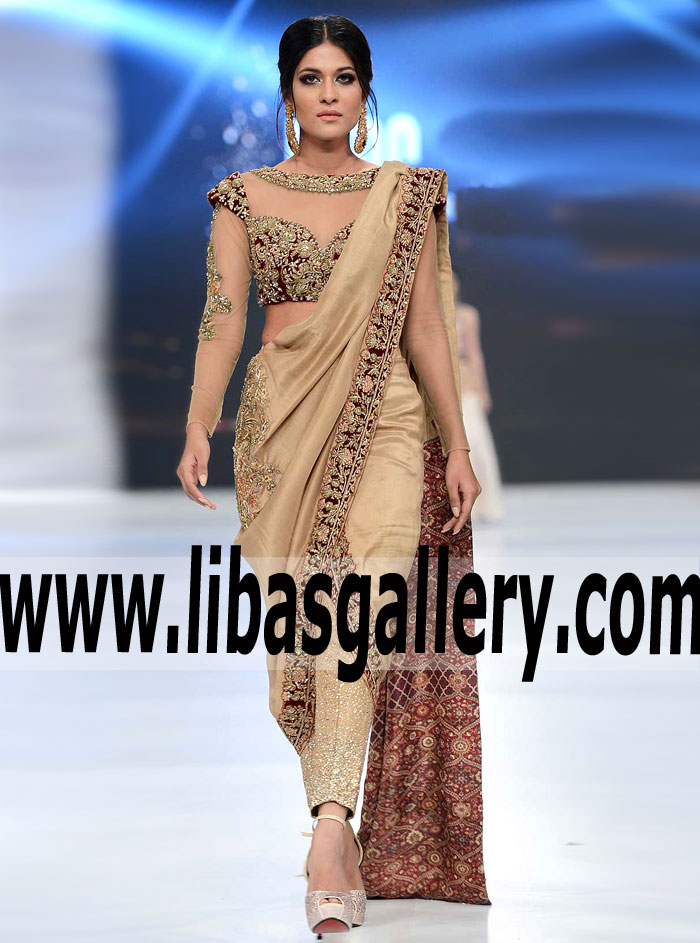 Stylish Bridal Dress with Marvelous and Gorgeous Embellishments for Newlywed