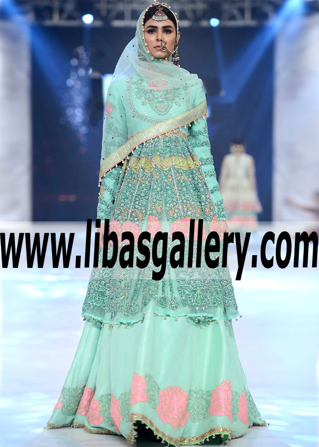 Luxurious Anarkali Lehenga Suit with Delicate and Flourishing Embellishments for Wedding Guest and Engagement