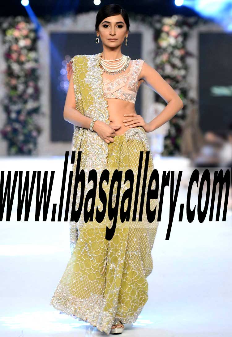 Miraculous Designer Saree with Heavy Embellishments for Newlyweds