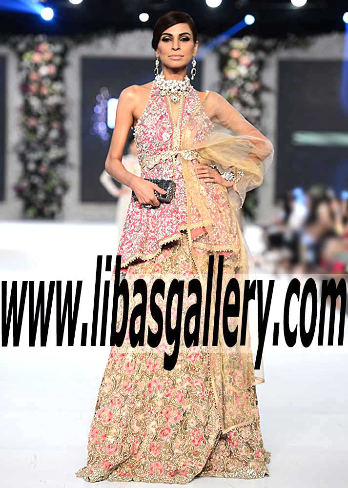 Dazzling Peplum Top with Exquisite Embroidery and Embellishments Wedding Lehenga Dress for Wedding and Special Occasions