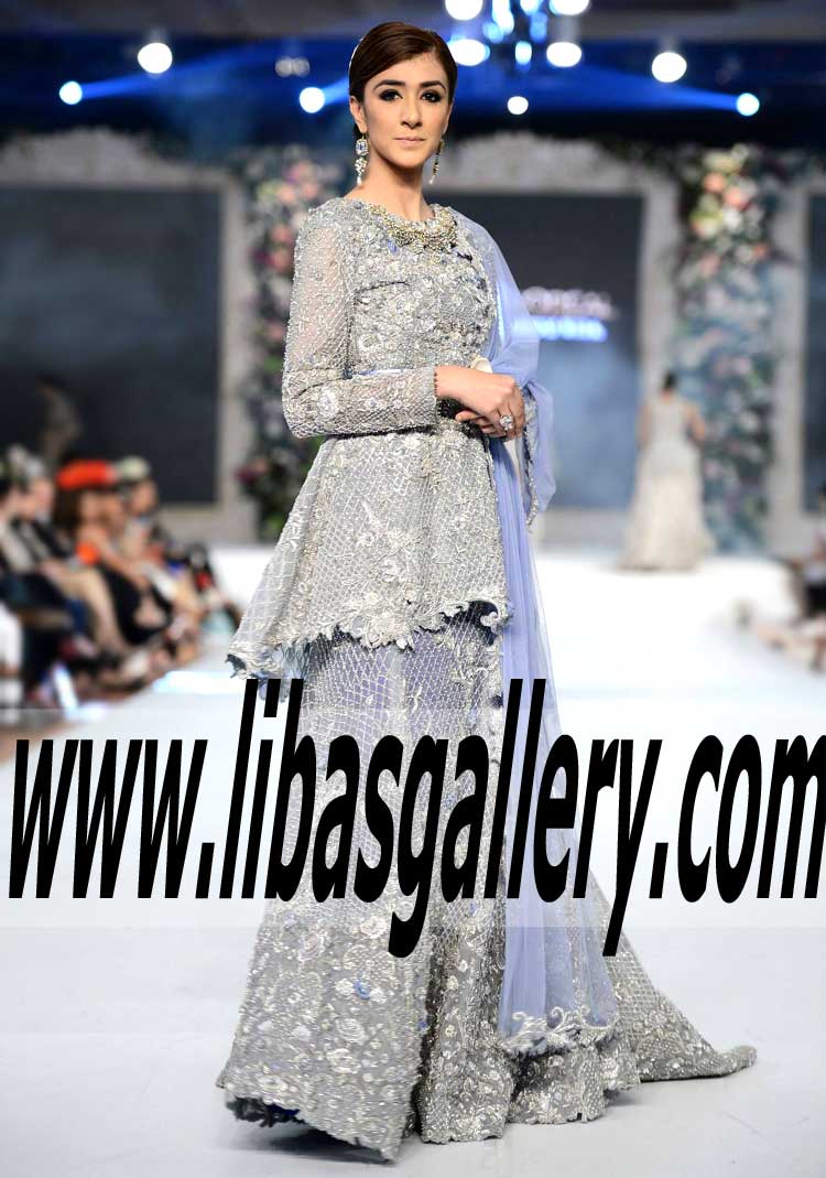 Supremely Stylish Bridal Sharara Dress with Glorious Embellishments for Walima and Wedding Reception