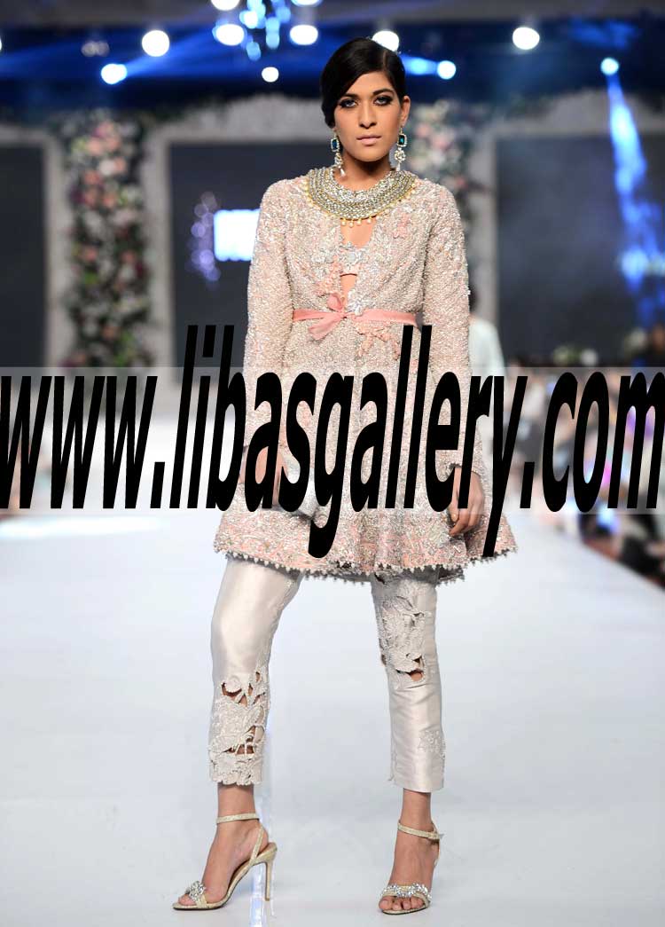 Lavish and Astonishing Embellished and Embroidered PEPLUM TOP with Cropped Trouser for Evening and Special Occasions