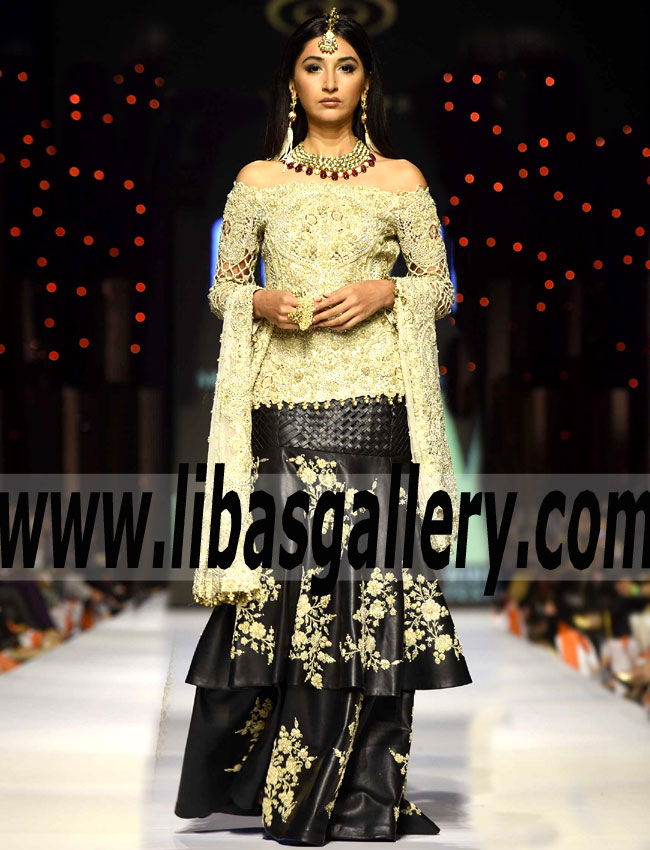 Dazzling Decadence Dual Layered Bridal Sharara Dress for Wedding