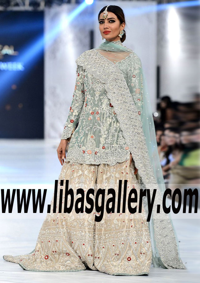 Spectacular Bridal Dress with Gorgeous Two Legged Sharara for Wedding and Valima Reception