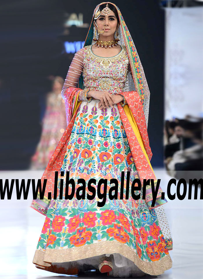 Marvellous Bridal Lehenga Dress with Exquisite Embroidery and Embellishments for Wedding and Special Occasions