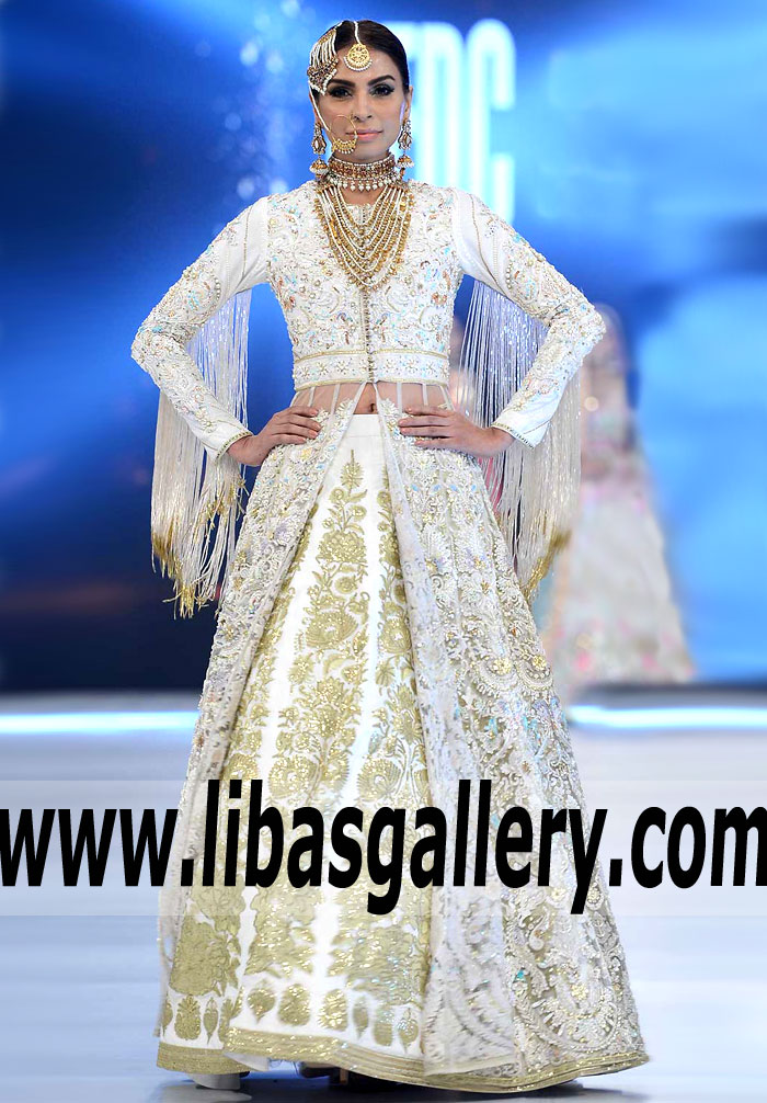 Extravaganza Bridal Lehenga Dess with Gorgeous and Lovely Embellishments and Embroidery for Reception and Walima