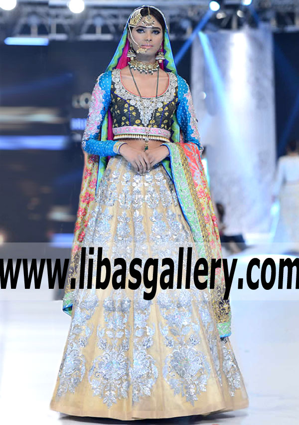 Awe-inspiring Dress with Lovely Lehenga Features Amazing Embellishments and Embroidery for Reception and Valima