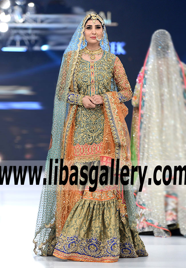 Incredible Bridal Gharara Dress with Awesome Embellishments for Next Formal Event