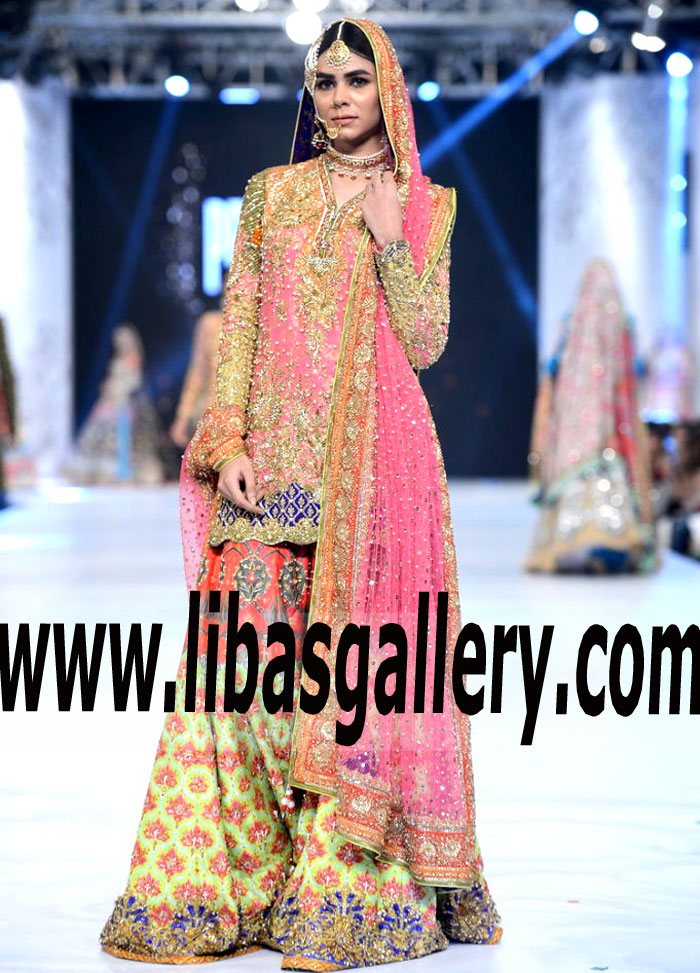 Luxurious and Heavy Embellishment Bridal Dress with Digital floral Print Sharara
