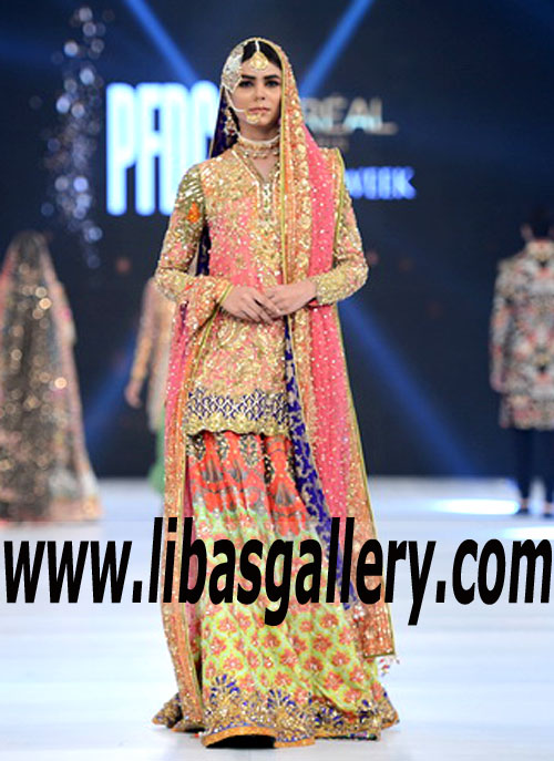 Luxurious and Heavy Embellishment Bridal Dress with Digital floral Print Sharara