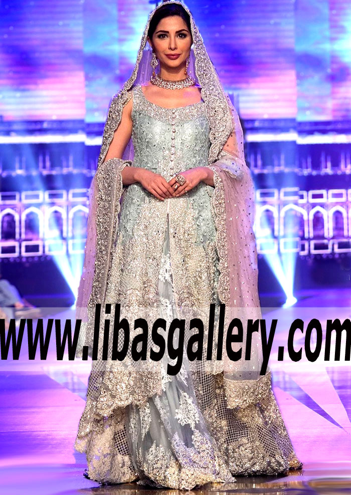 Influential ICE BLUE GOWN Wedding Dress with Wedding Lehenga for Valima or Reception