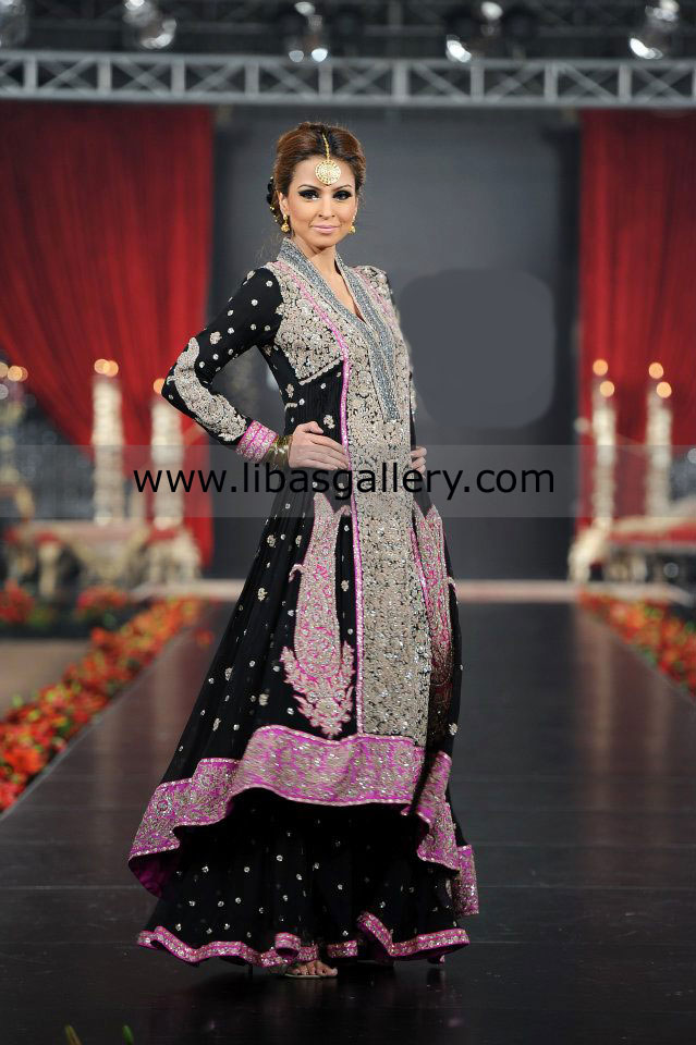 Umar Sayeed Black Silhouette Gown for Evening and Party Wear at Pantene Bridal Couture Week 2014 in  UK USA Canada India Australia Saudi Arabia Norway Sweden Scotland Dubai Behrain Qatar
