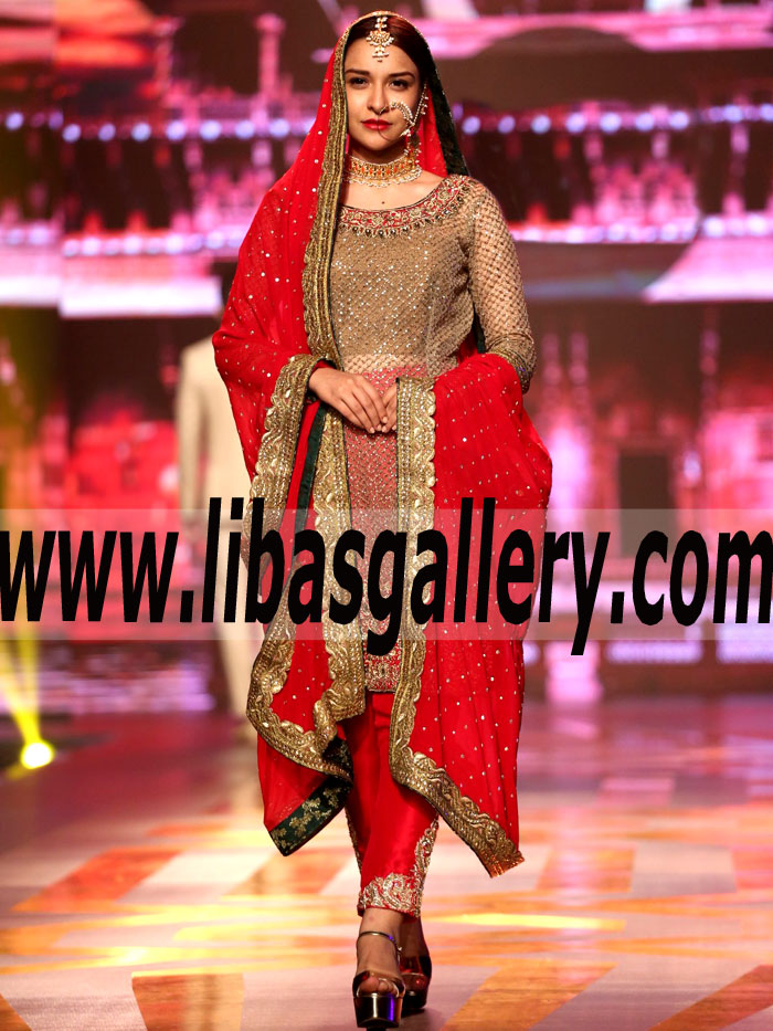 Majestic Wedding Dress with Lovely Embellished straight Trouser for Evening and Formal Occasions