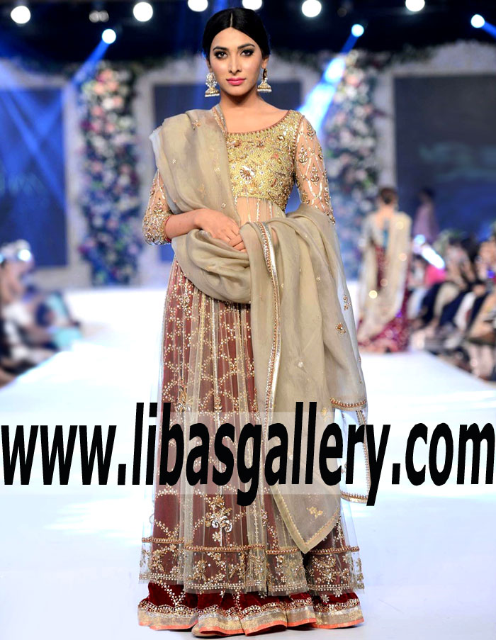 Glamorous Bridal Anarkali Dress with Beautiful Sharara for Wedding and Special Occasions