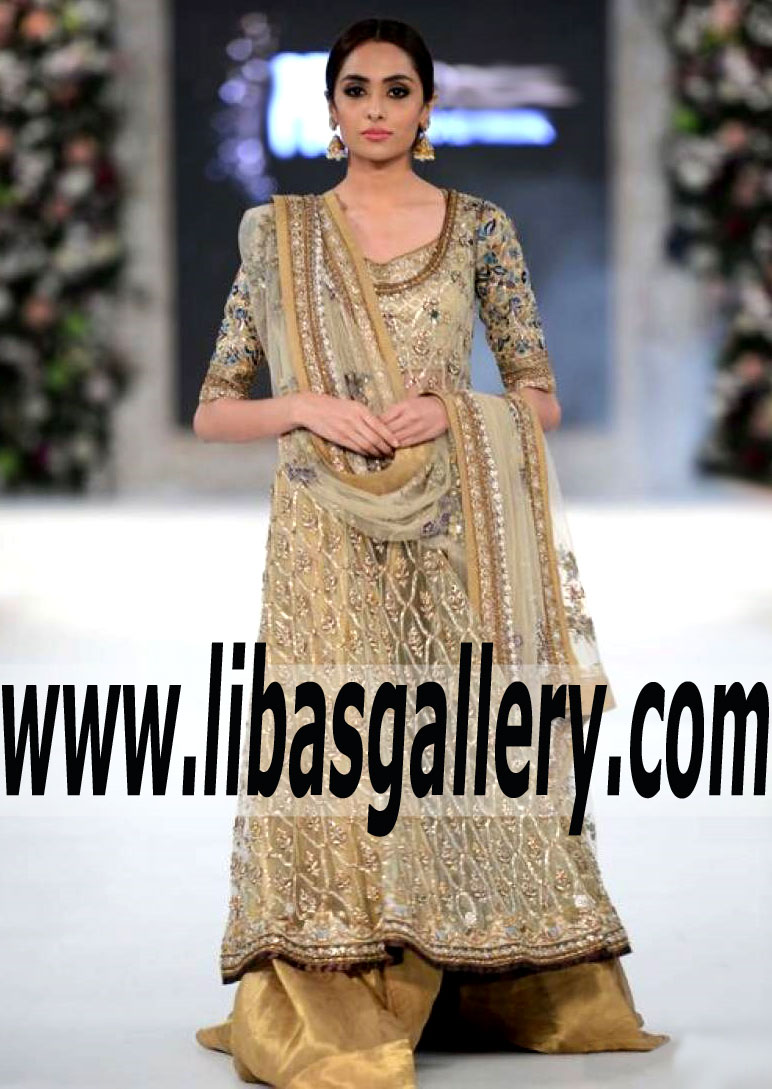 Astonishing Anarkali Dress with Plain flared Sharara for next Formal Event