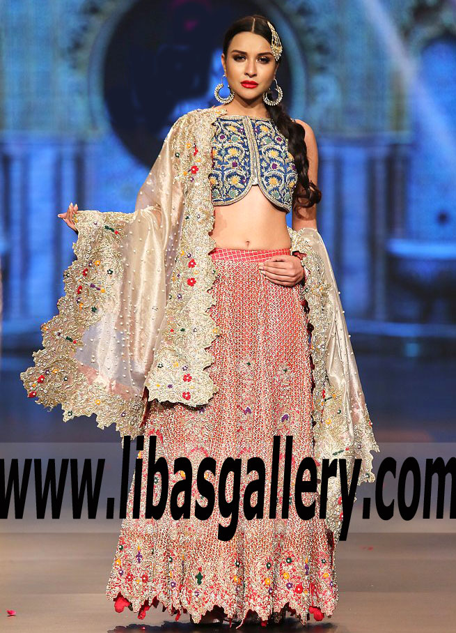 Tantalizing Red Gladiolus Chameli Bridal Lehnga