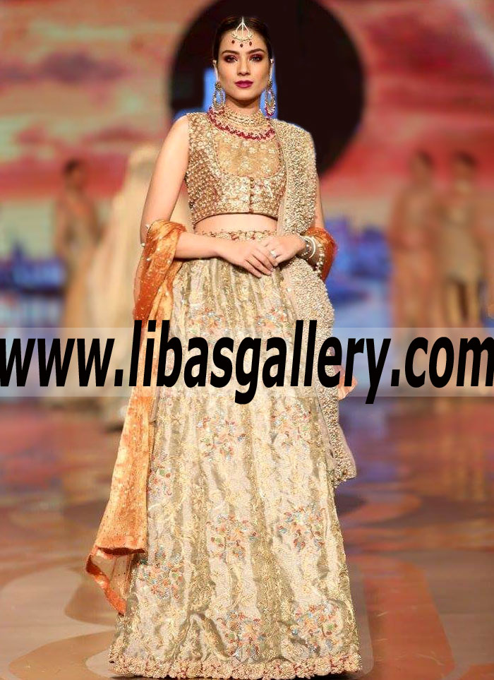 Glamorous Dark champagne Helleborus Wedding Lehenga