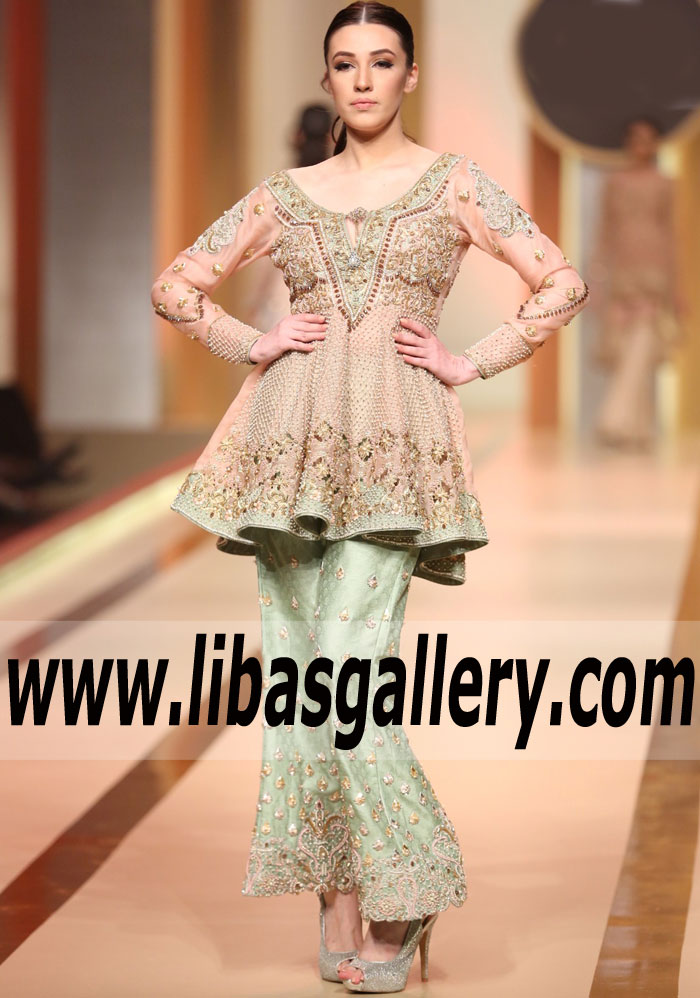E15 Pakistani Indian 3 Pc Party Wear Peplum Chiffon Dress – Fine Design  Collection