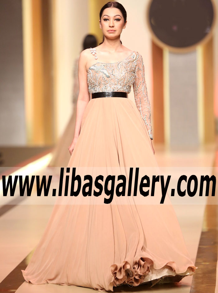 Alluring Peach-orange Zantedeschia Anarkali