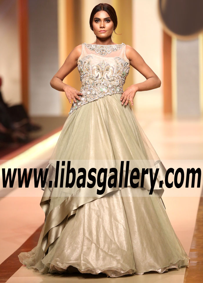 Modern Style Ecru Celosia Asymmetrical Gown