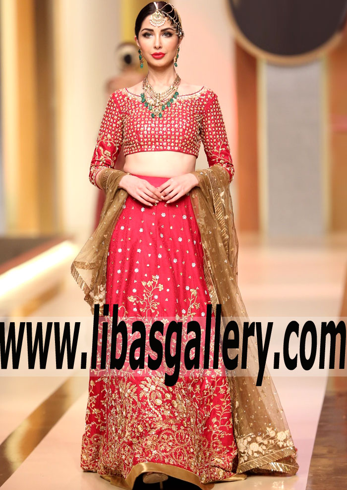 Designer Sania Maskatiya Bridal Lehnga Choli Bridal Lehenga Choli Dresses RED Bridal Lehnga Choli Online QHBCW 2017 San Francisco California CA USA