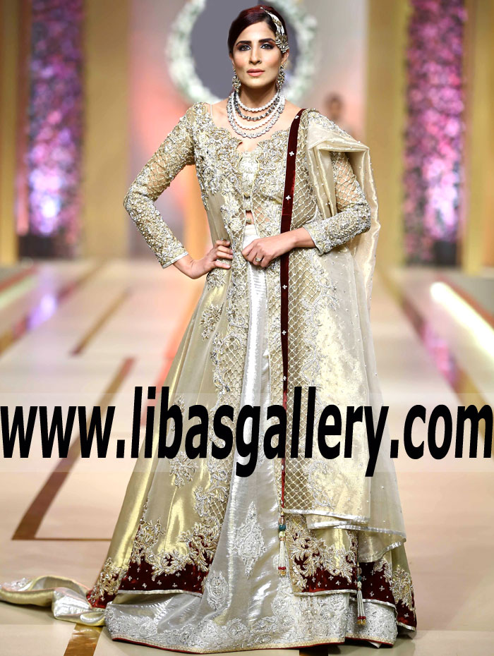 Stunning Golden Montana Bridal Gown Lehenga