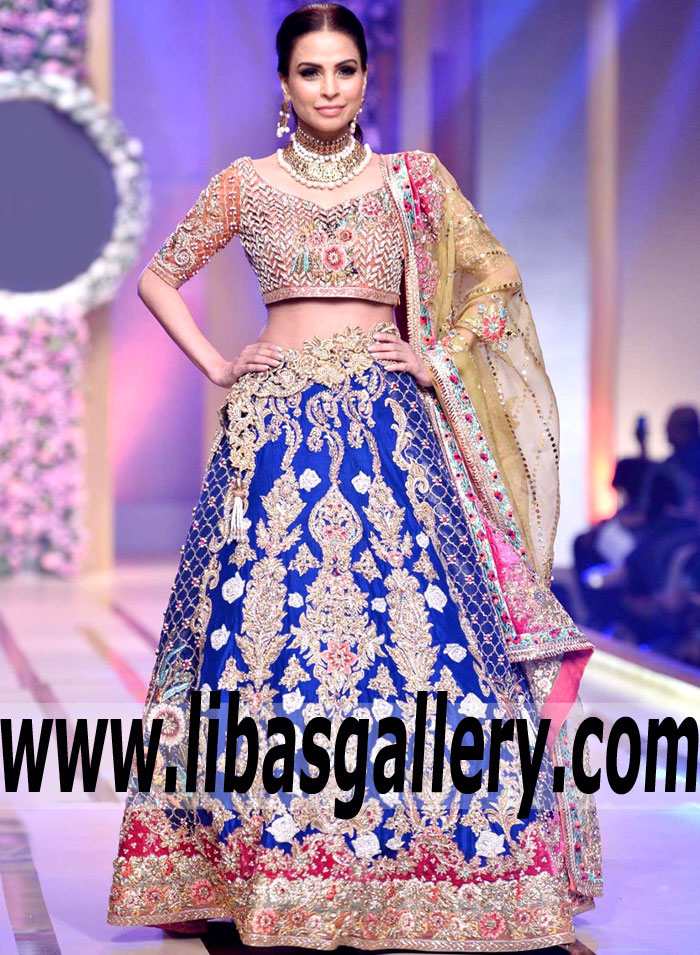 Breathtaking Blue Zantedeschia Bridal Lehenga