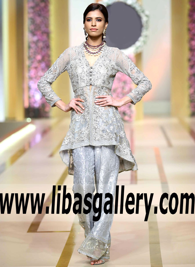 Precious Pastel Gray Carnation High-Low Hem Anarkali