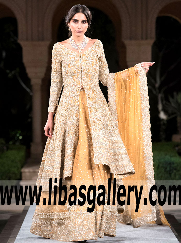 Breathtaking Golden yellow Mirage Bridal Gown