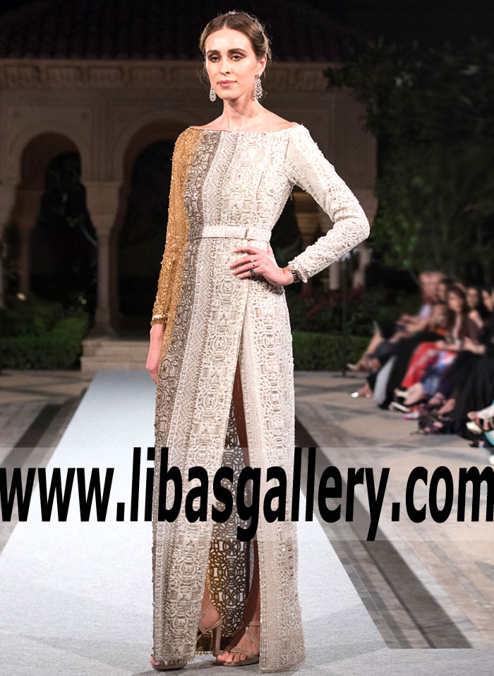 Sophisticate Champagne Mirage Long Gown
