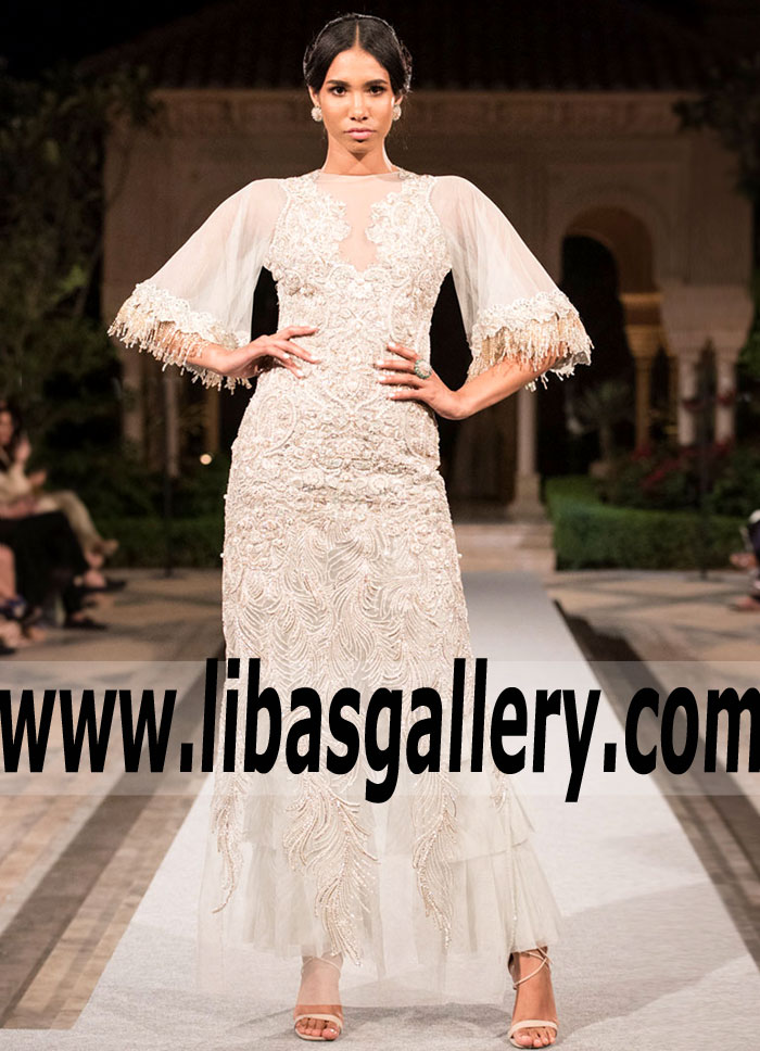 Magnificent White Mirage Wedding Dress for Formal Occasions Los Angeles LA California CA USA Designer FARAZ MANAN Gown