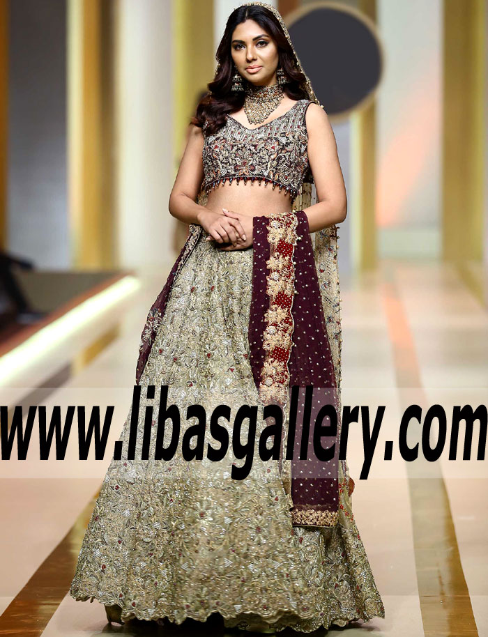 Outstanding Khaki Zantedeschia Puffy Lehenga