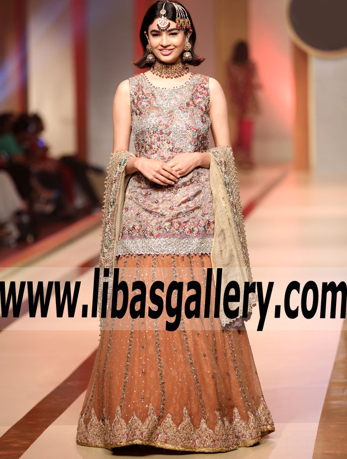 Amazing Bridal Lehenga in Chestnut Designer Umsha by Uzma Babar Indian Pakistani Wedding Lehenga Austin Texas USA