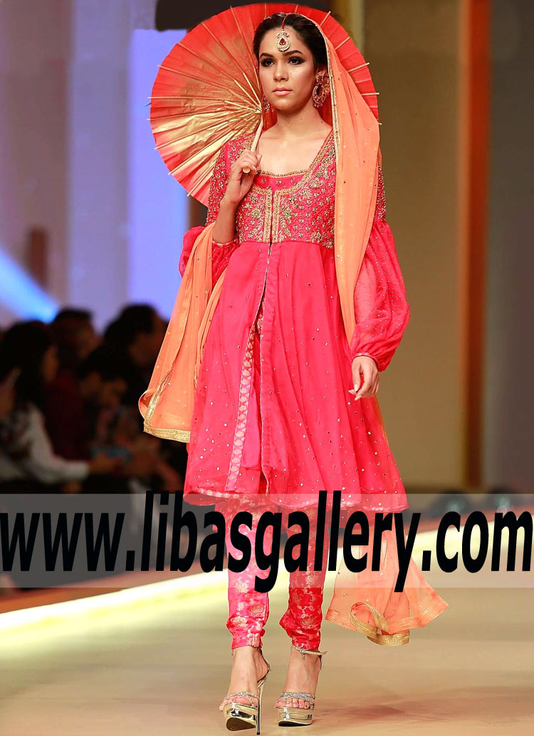 Whimsical Amaranth Eustoma Party Anarkali Dress