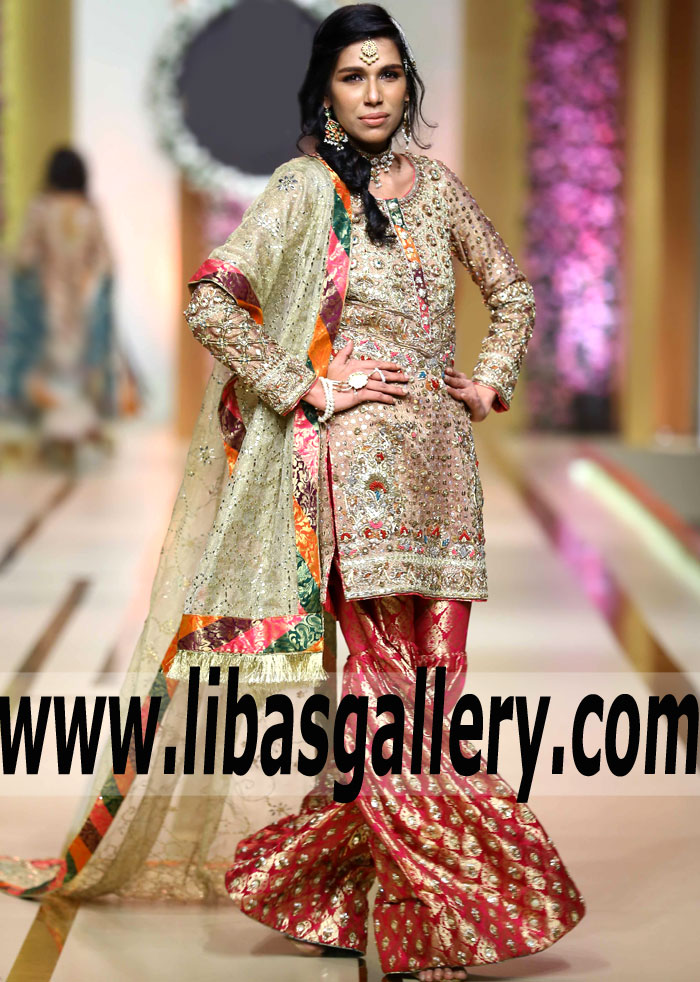Glorious Crimson Red Asiatic Bridal Gharara