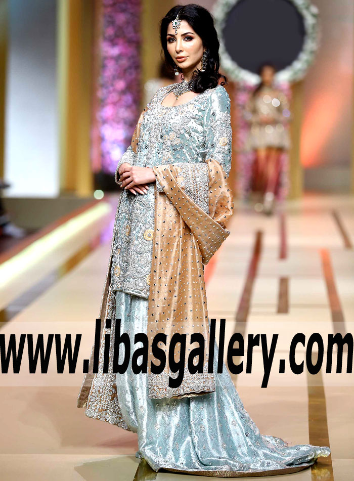 Romantic Pastel Blue Larkspur Wedding Sharara