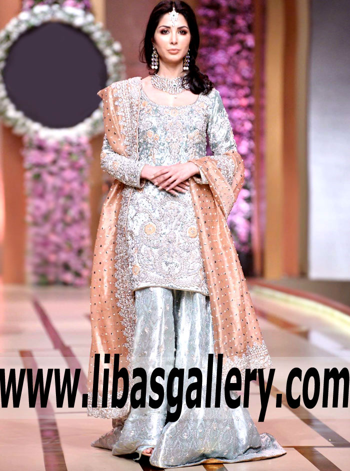 Romantic Pastel Blue Larkspur Wedding Sharara