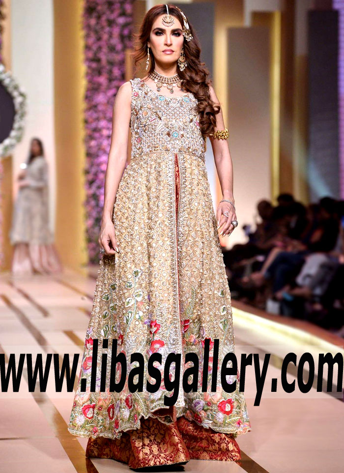 Glorious Dark Champagne Salal Bridal Wear Anarkali