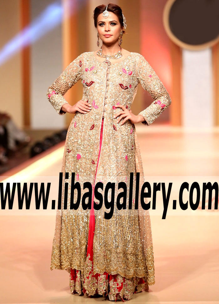 Lavish Agapanthus Bridal Gown with Lehenga