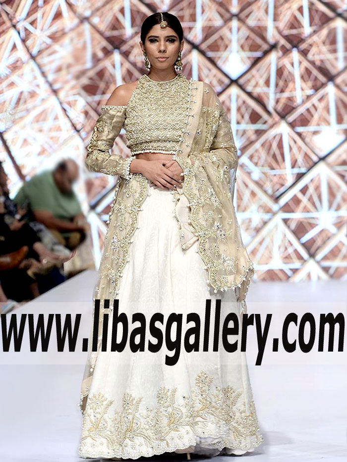 Indian Pakistani Designer bridal Wear Melbourne Australia Deepak Perwani Latest Designs & Styles with Cold Shoulder