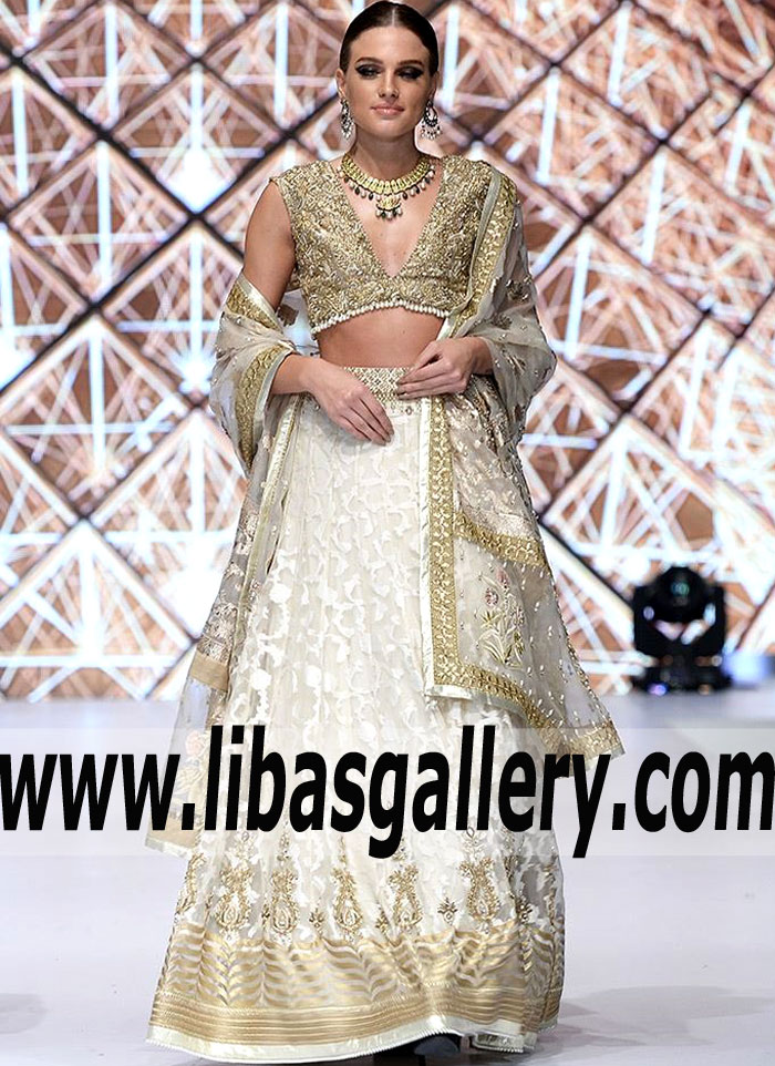 Glamorous Off White Tansy Bridal Lehenga Dress
