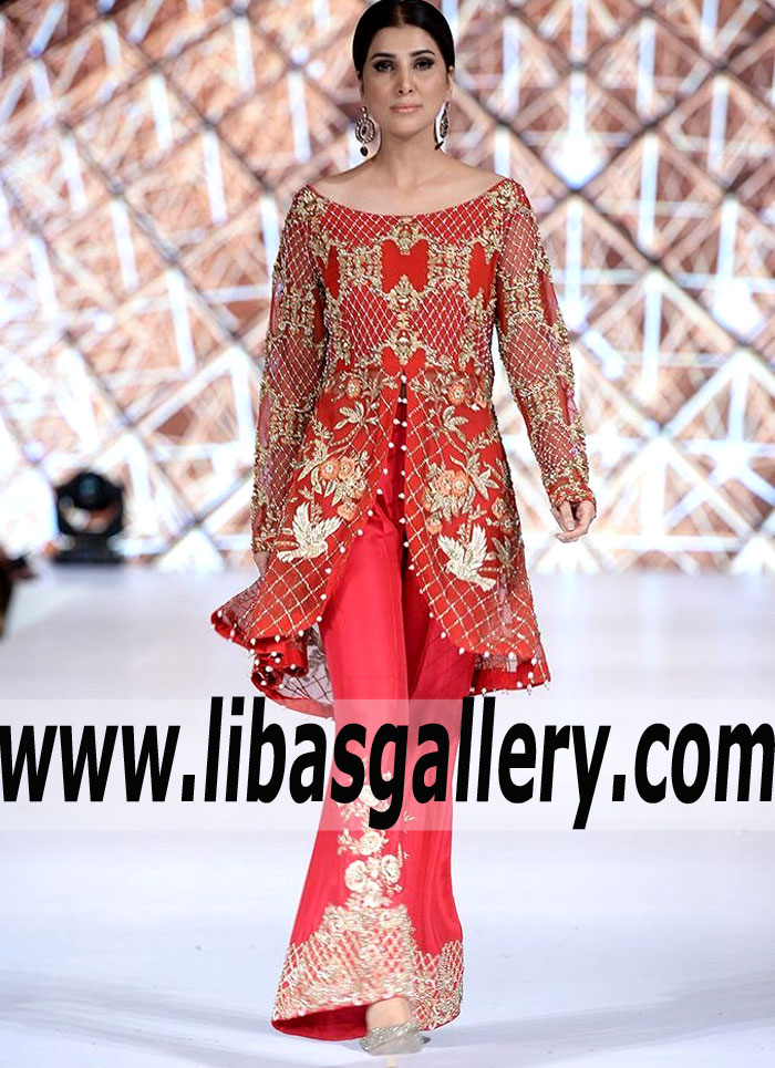 Classy Cornell Red Aster Anarkali Peplum Dress