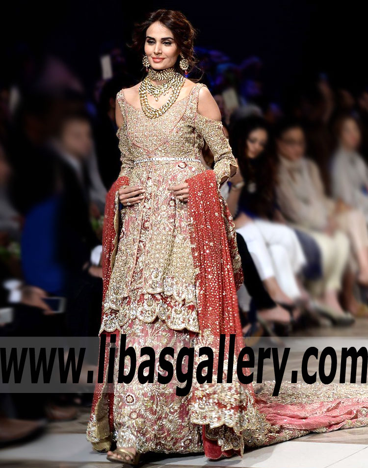 Glamorous Red Tansy Cold Shoulder Wedding Gown