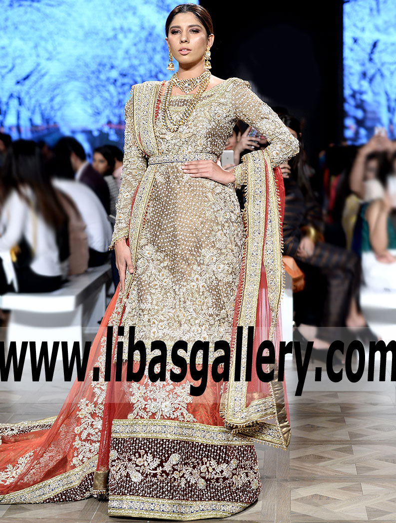 Breathtaking Red Hippeastrum Bridal Lehenga
