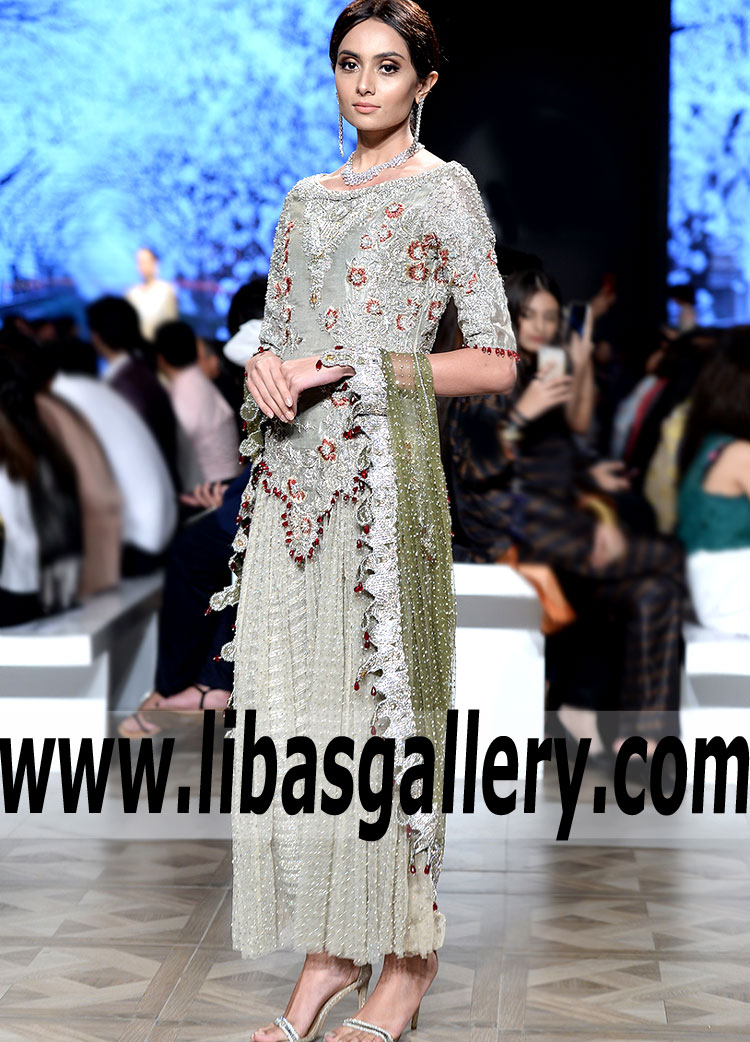 Beauteous Cadet Grey Campanula Wedding Guest Dress