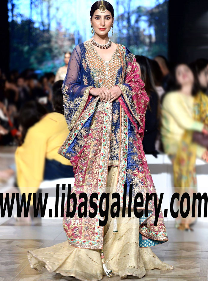 Special Occasions Sharara Dress with Heavy Dupatta | Nickie Nina made to order Bridal Dress Collection Pakistan | Special Occasions Dresses | San Diego CA USA Bridal Wedding Dresses