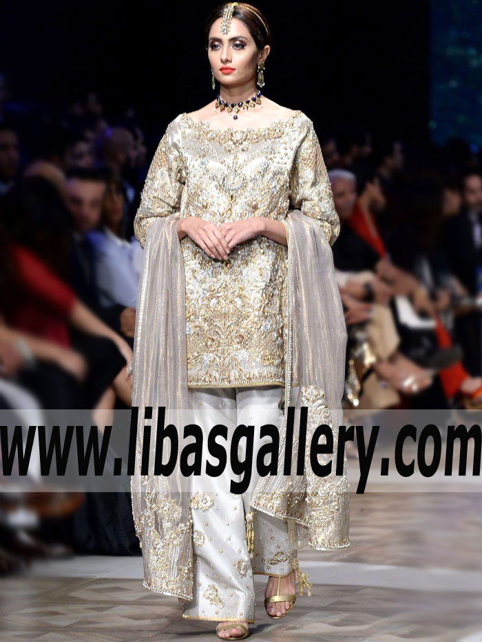 Heavy embellished Special Occasion Dress with Boot-cut Trouser | Nickie Nina Bridal Sharara Dresses Collection | Special Occasions | The world`s fashion PFDC PBCW 2017 2018 Online